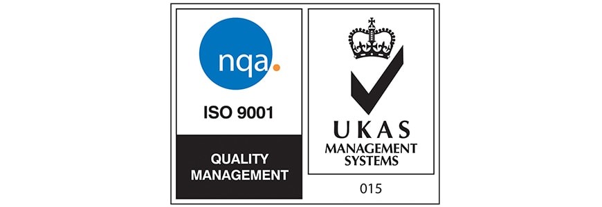 ISO 9001 and UKAS Management Systems certification badges